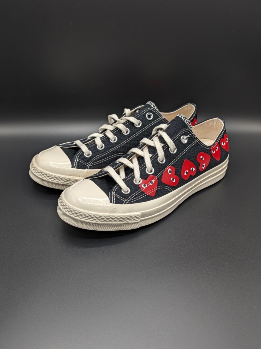 Converse Chuck 70 Low x CDG PLAY Multi Heart Black Mens 8 Womens 10 A08149C
